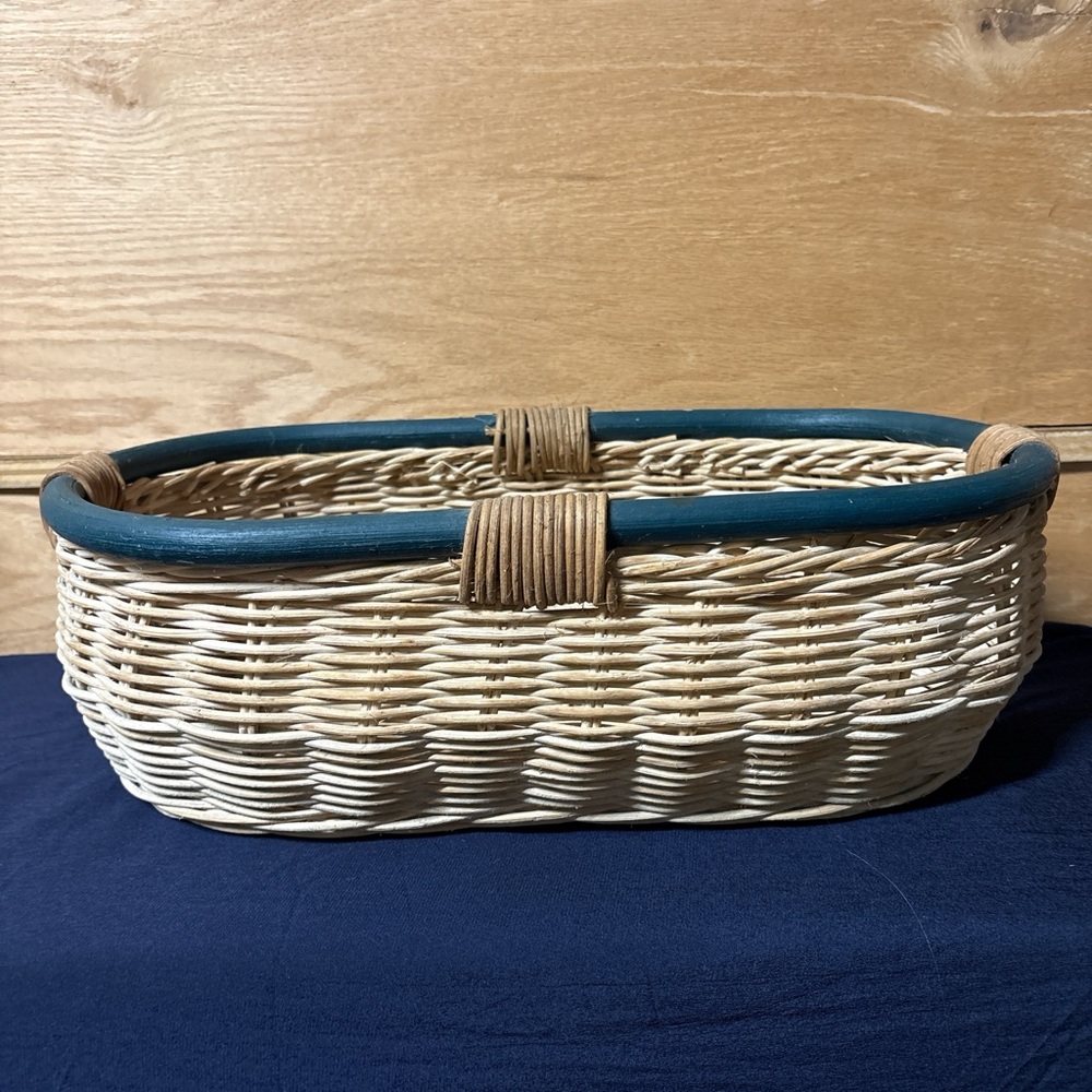 Woven Basket with Teal Green Accents